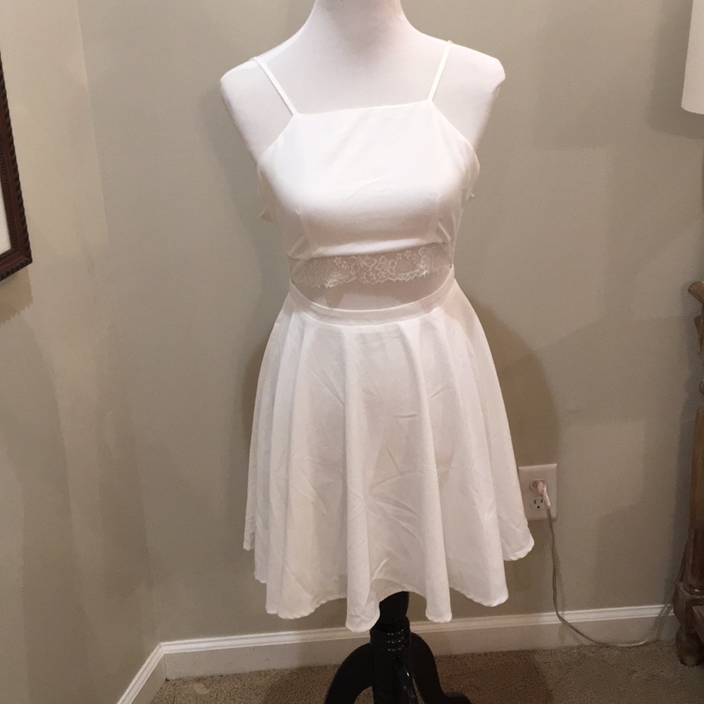 White semi-two piece dress